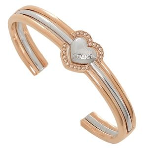 Coach Halo Heart Bangle Bracelet, Rose Gold/Silver